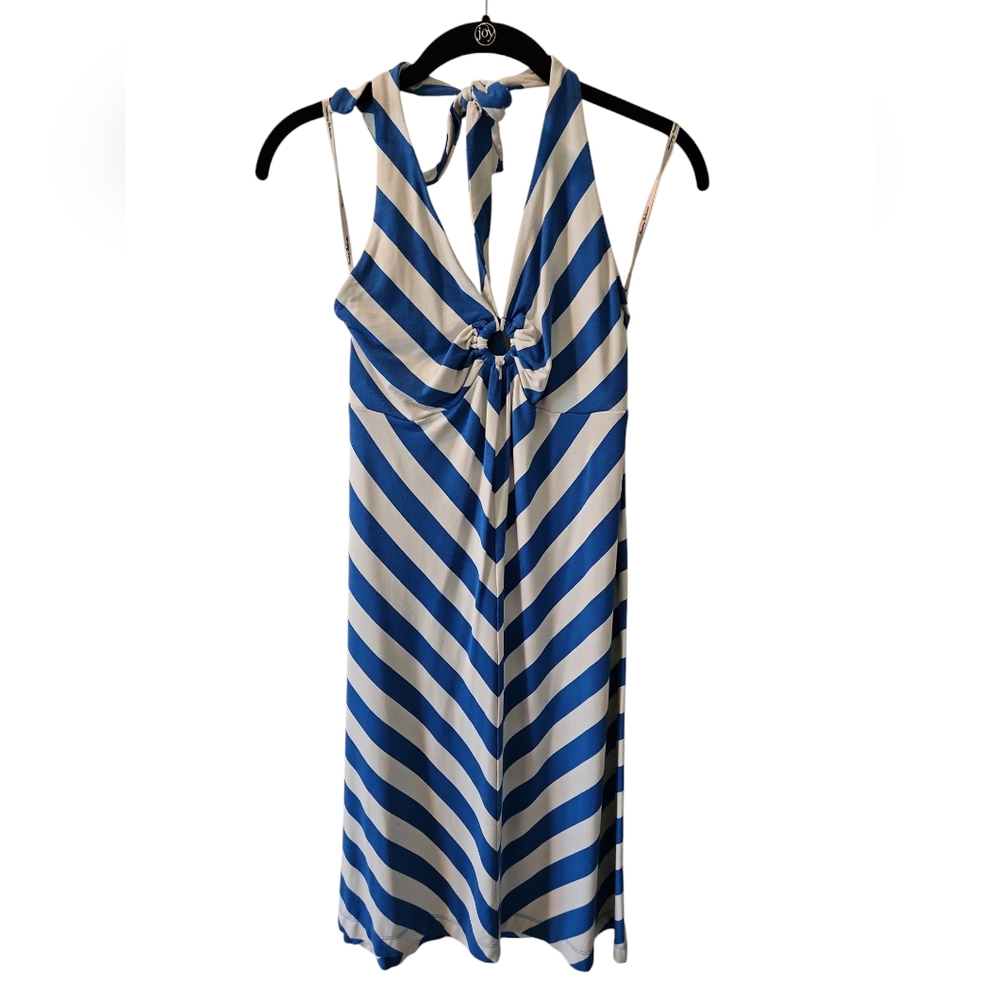 Blue and White Striped Halter Dress, with keyhole, size xxs, Tommy Bahama